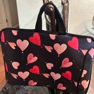 Heart Patterned Black and Pink Women's Laptop Bag